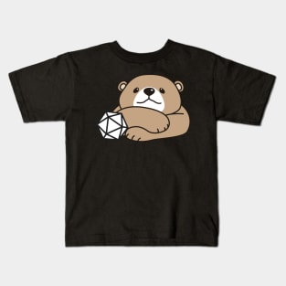 Cute Bear with Polyhedral D20 Dice Kids T-Shirt